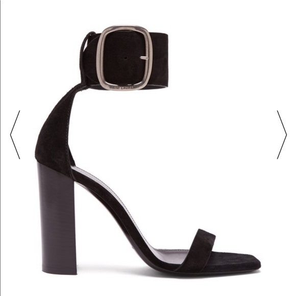 Saint Laurent LouLou Suede Buckle Sandals - Picture 1 of 8